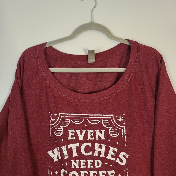 Instant Message Even Witches Need Coffee Long Sleeve Sweatshirt 4X Plus Size - Picture 3 of 10